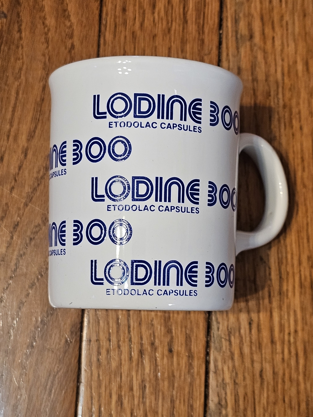 LODINE 300 White Ceramic Mug, Drug Rep, Pharmaceutical Memorabilia, 90s